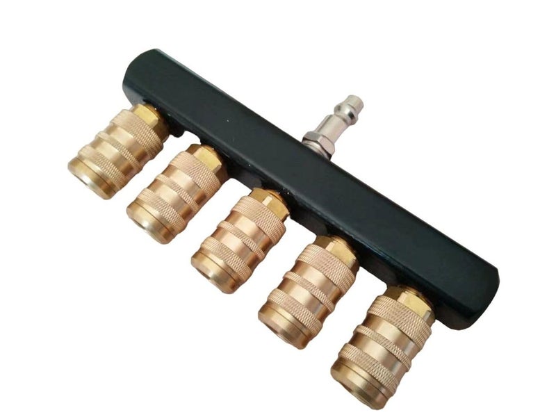 Zeluga 22-140 5-Way Industrial Style Bar Air Manifold with Brass 5 Coupler - Image 3