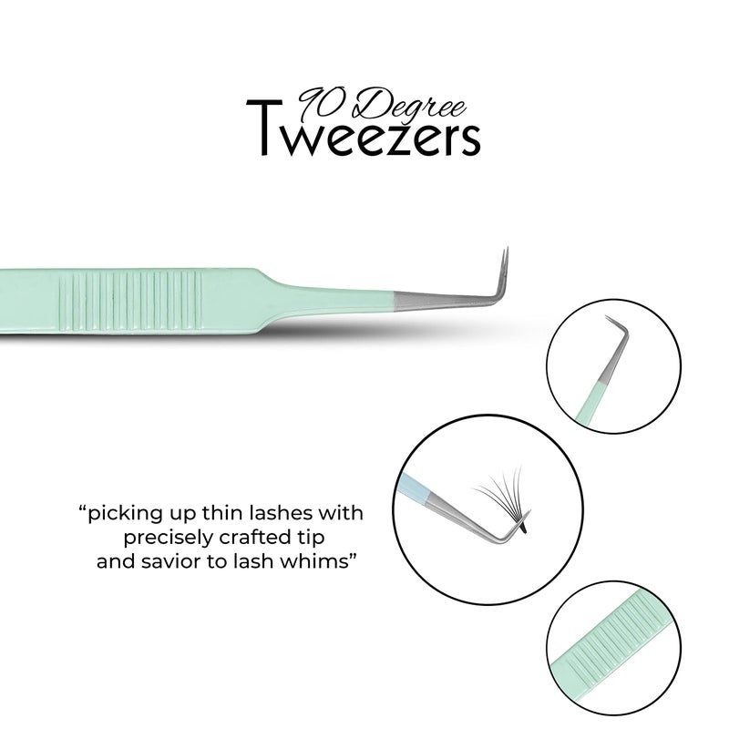 SIVOTE Lash Tweezers for Eyelash Extensions, Set of 3 - Volume, Volume Boot, Slim 90 Degree Tweezers with Fiber Tips in Pastel Colors, Ideal for Mega, Volume & Russian Lashes - Includes Leather Pouch - Image 5