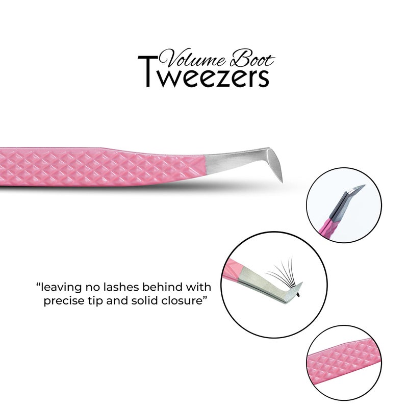 SIVOTE Lash Tweezers for Eyelash Extensions, Set of 3 - Volume, Volume Boot, Slim 90 Degree Tweezers with Fiber Tips in Pastel Colors, Ideal for Mega, Volume & Russian Lashes - Includes Leather Pouch - Image 4