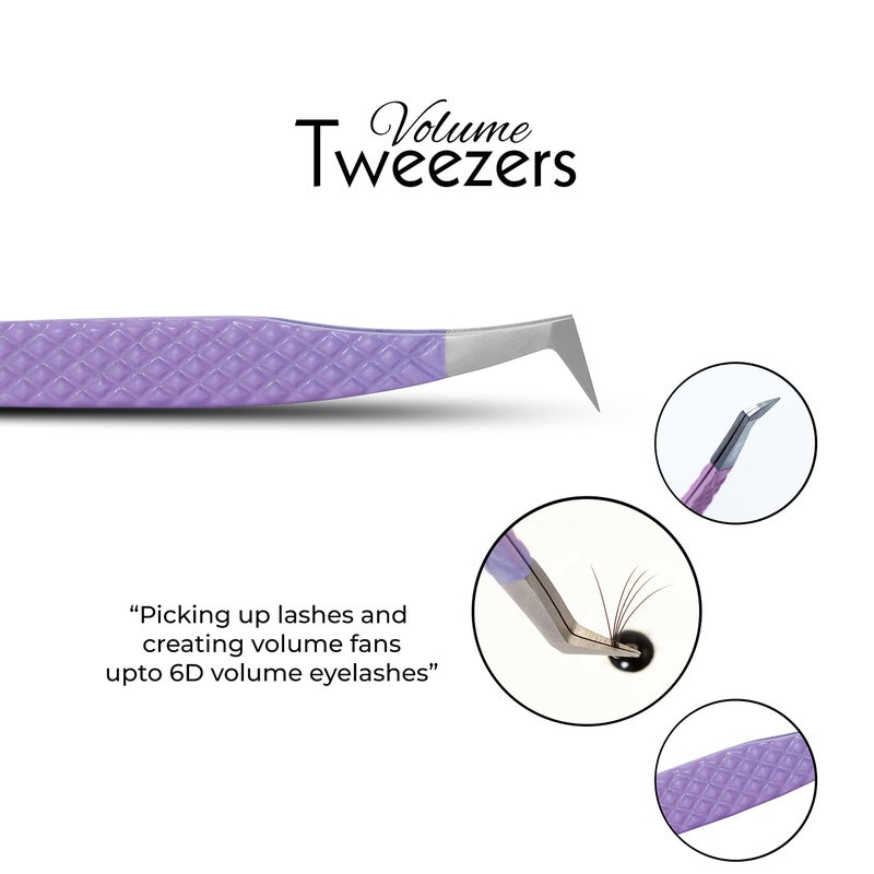 SIVOTE Lash Tweezers for Eyelash Extensions, Set of 3 - Volume, Volume Boot, Slim 90 Degree Tweezers with Fiber Tips in Pastel Colors, Ideal for Mega, Volume & Russian Lashes - Includes Leather Pouch - Image 3