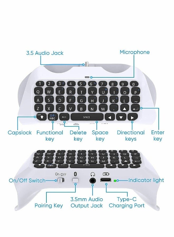 Wireless Keyboard for PS5 Controller, Bluetooth 3.0 Mini Chatpad Message Game Keyboard Keypad Built-in Speaker with 3.5mm Audio Jack for Messaging and Gaming Live Chat - Image 5