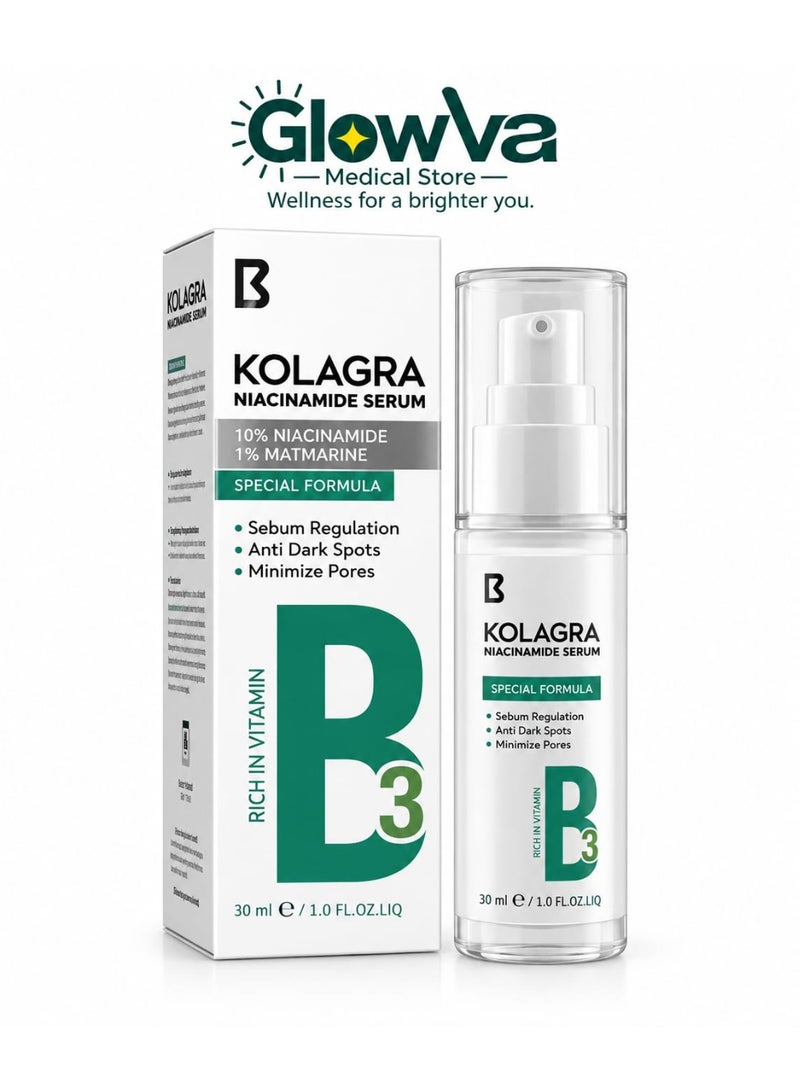 KOLAGRA NIACINAMIDE SERUM  10% NIACINAMIDE 1% MATMARINE  SPECIAL FORMULA