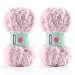 DAERBOF 2 Skeins Soft Chunky Fluffy Fuzzy Faux Fur Yarn for Crocheting Eyelash Furry Yarn for Knitting Blankets Scarves and Sweaters 35 Oz75 Yards Per RollLight Pink - Image 2
