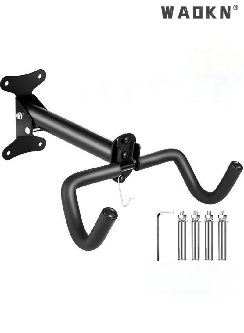 WAOKN Bike Wall Mount Storage Rack ，Mountain bike hook，Wall fixed double hooks- Foldable Length And Angle Adjustable Horizontal Bicycle For Garage,Indoor,Home,Road Bikes,Mountain Bikes,Hybrid Bikes With Screws - Image 1