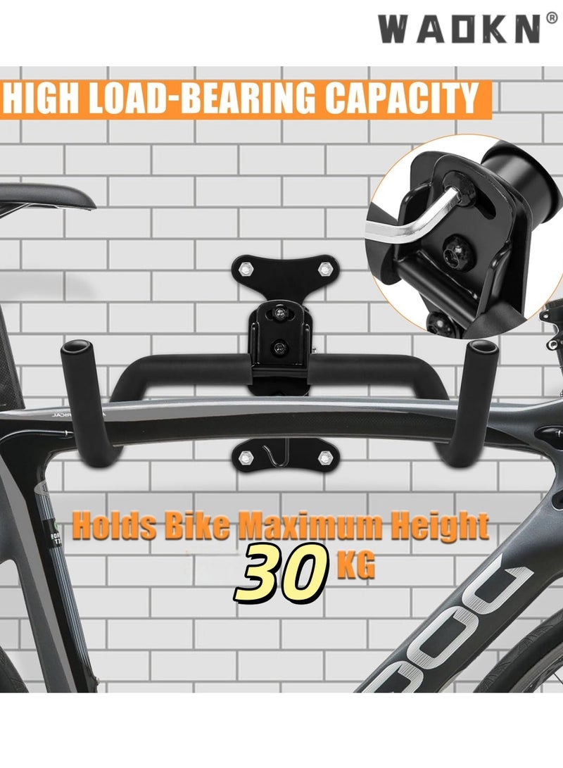 WAOKN Bike Wall Mount Storage Rack ，Mountain bike hook，Wall fixed double hooks- Foldable Length And Angle Adjustable Horizontal Bicycle For Garage,Indoor,Home,Road Bikes,Mountain Bikes,Hybrid Bikes With Screws - Image 3