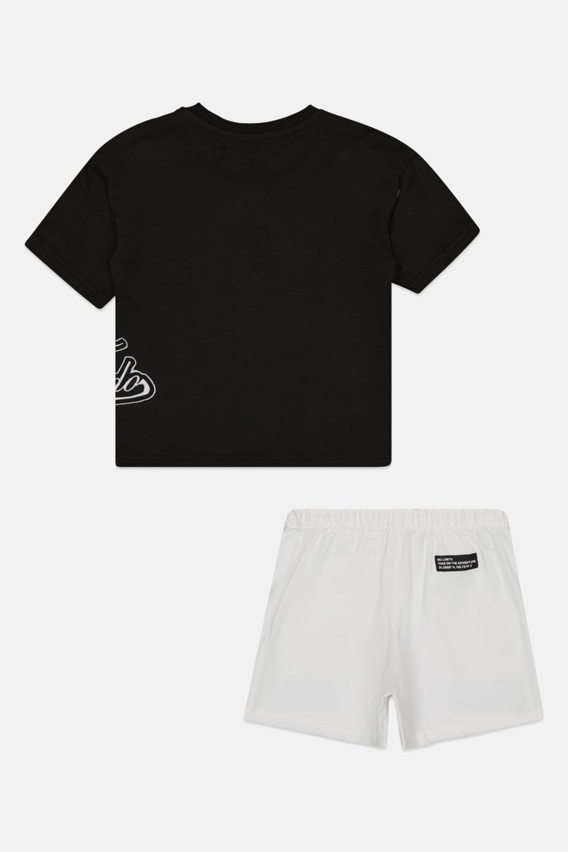 Fudo Kids Boy 3 Pieces Embroidered Logo T-Shirt With Shorts And Keyring Set, Multicolor - Image 3
