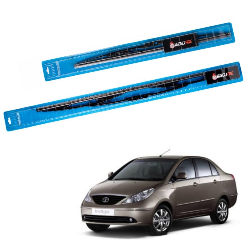 Wheelyfine Car Wiper Blades | Metal Frame | Water Repellent Windshield Wipers | Blade Refills (Tata Indigo Manza (2009 Onwards) Dr 24"/Pa 16") - Image 2
