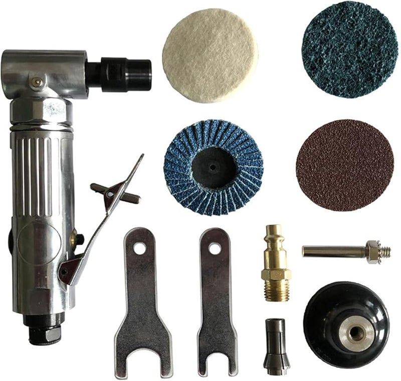 90 درجة مطحنة زاوية هوائية مع أقراص سنفرة آلة تلميع للمعادن والخشب - Image 5