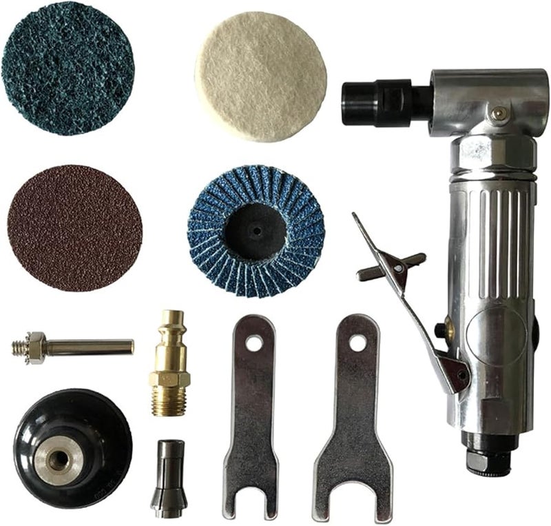 90 درجة مطحنة زاوية هوائية مع أقراص سنفرة آلة تلميع للمعادن والخشب - Image 2