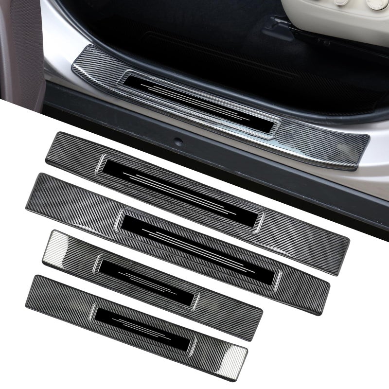 for Toyota Highlander 2024 2023 2022 2021 2020 Door Sill Protector Premium Stainless Steel Door Entry Guard Plate Cover Accessories for Highlander NOT for Grand Highlander 2024 Carbon Fiber
