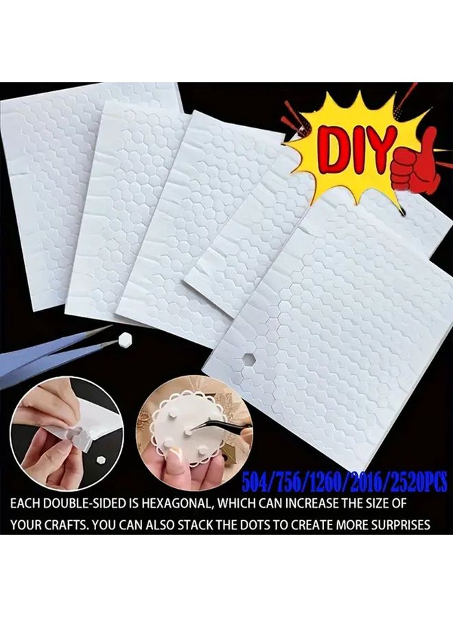 2520PCS Hexagonal 3D Foam Double Sided Adhesive Tape For DIY Crafts Office Decor - Image 1