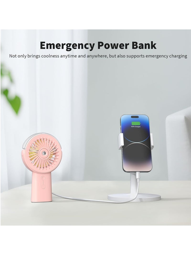 general Misting Fan Portable Handheld Fan, 4000mAh Hand Held Mist Fan Rechargeable Power Bank, 90° Adjustable Small Mister Fan, Personal Cooling Water Spray Fan - Image 5