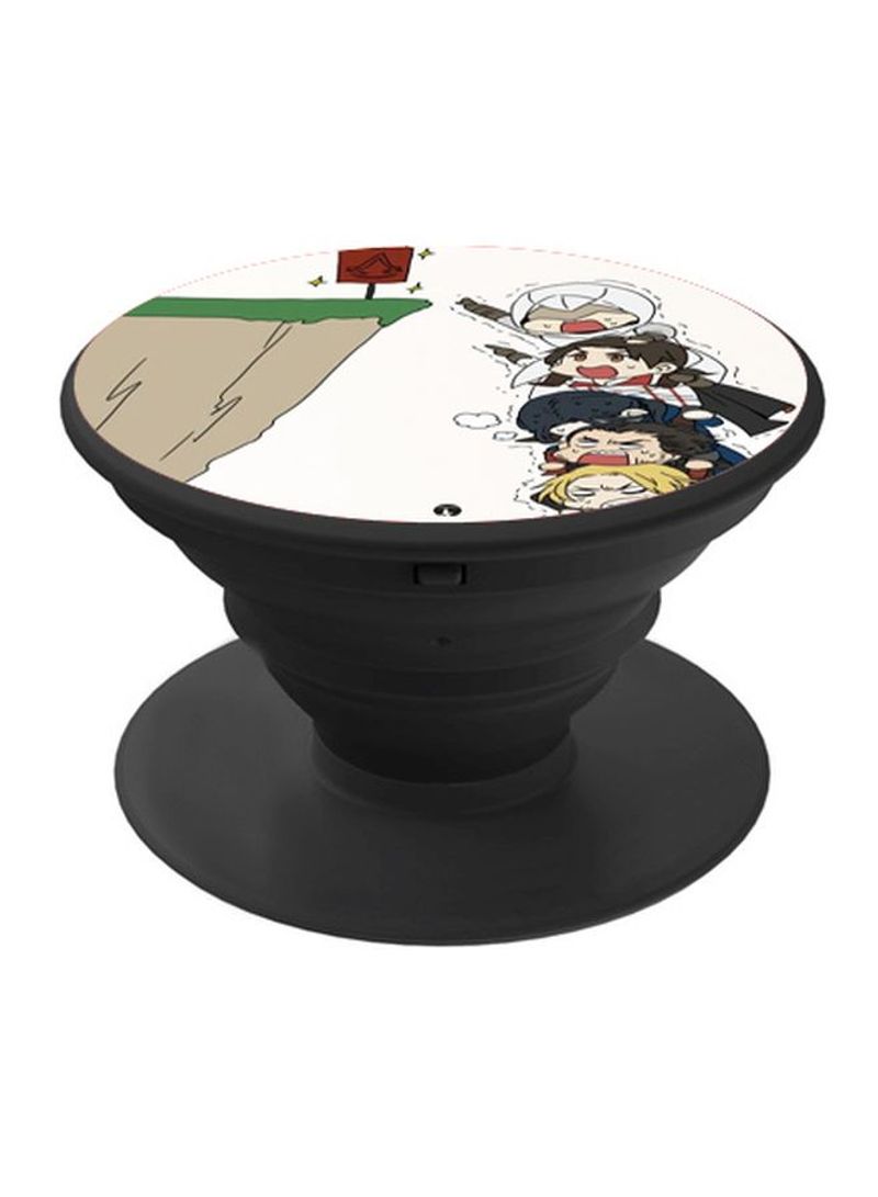 RKN Cartoon Printed Pop Up Finger Grip Phone Holder Black/White/Green - Image 2