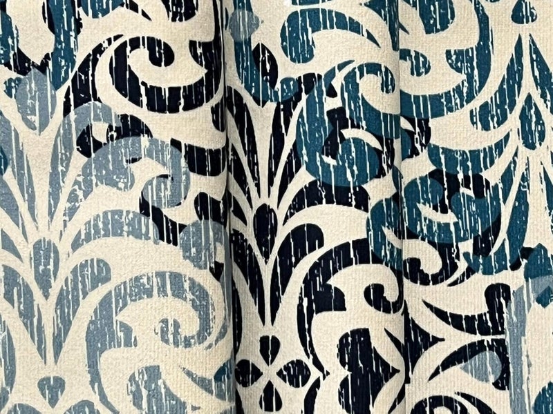 FABANE Polycotton Printed Sofa Seat Cover For 3 Seater With Heavy Antiskid Backing Easily Machine Washable Sofa Seat Runner For Couch Or Home Living Area 22 X 68 Inches Blue Damask - Image 3