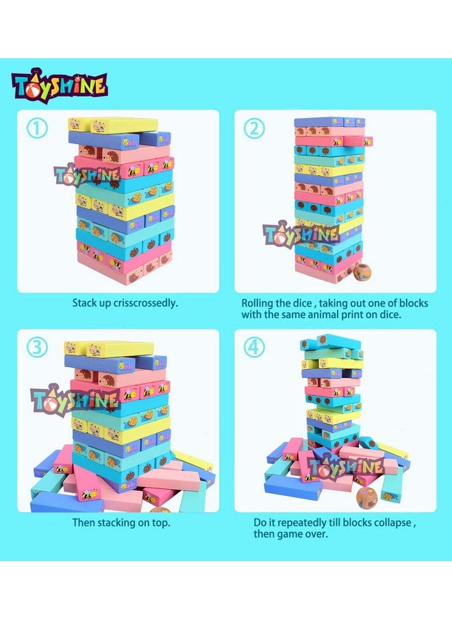 توي شاين ألعاب مكعبات البناء الخشبية التعليمية المطبوعة القابلة للتكديس من Toyshine، 51 قطعة، مكعبات بناء للأطفال  - Image 3