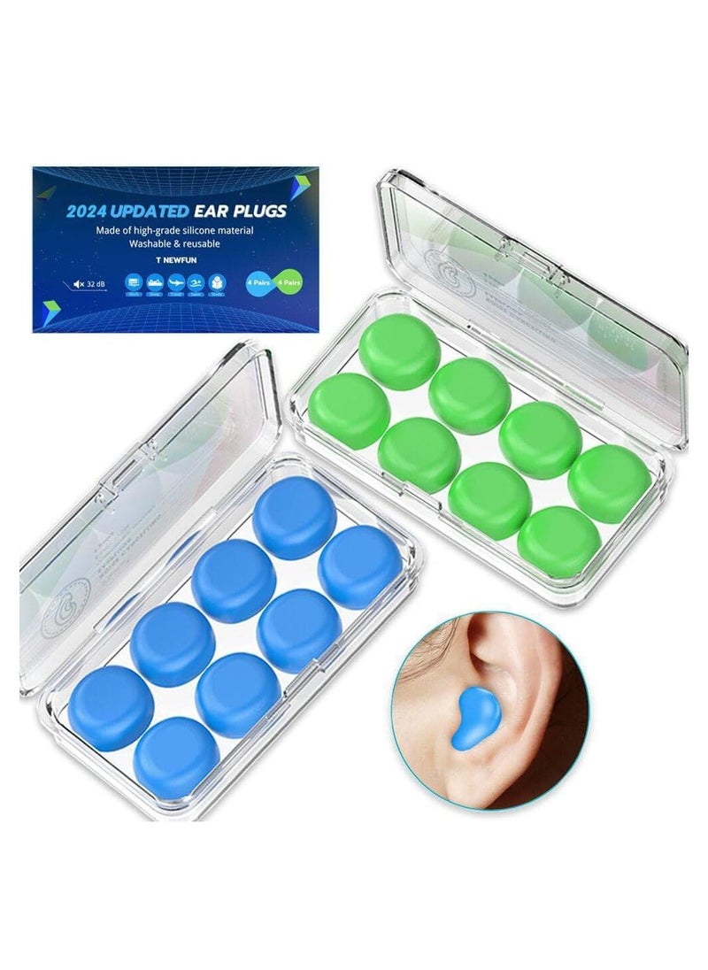 spa luxetique [Latest 2020] Ear Plugs for Sleeping Swimming, 8 Pair Reusable Silicone Moldable Noise Cancelling Earplugs for Shooting Range, Swimmers, Concerts, Airplanes, Travel, Work, Studying  - Image 1