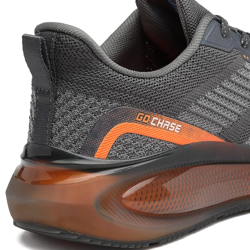 Asian Men's Grey and Orange Running Shoes for Men and Boys