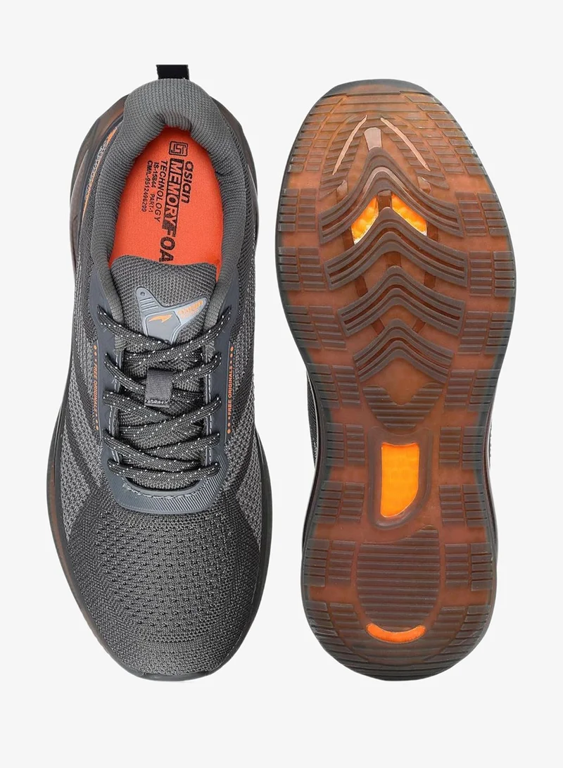 Asian  Men's Grey and Orange Running Shoes for Men and Boys for Men | Best Price UAE