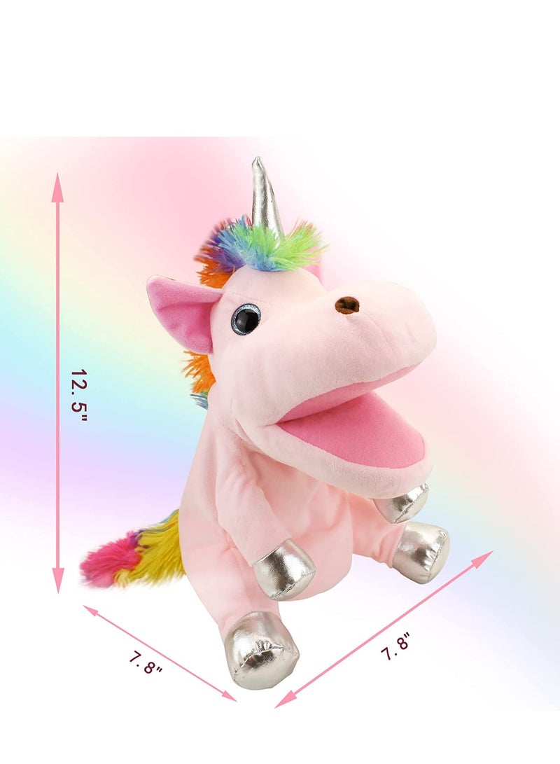 Excefore Animal Hand Puppets Unicorn Toys, Role-Play Toy Puppets for Kids Storytelling Imaginative Pretend Play Teaching Preschool Gifts for  Adults Kids Girls Boys Plush Stuffed Unicorn - Image 2