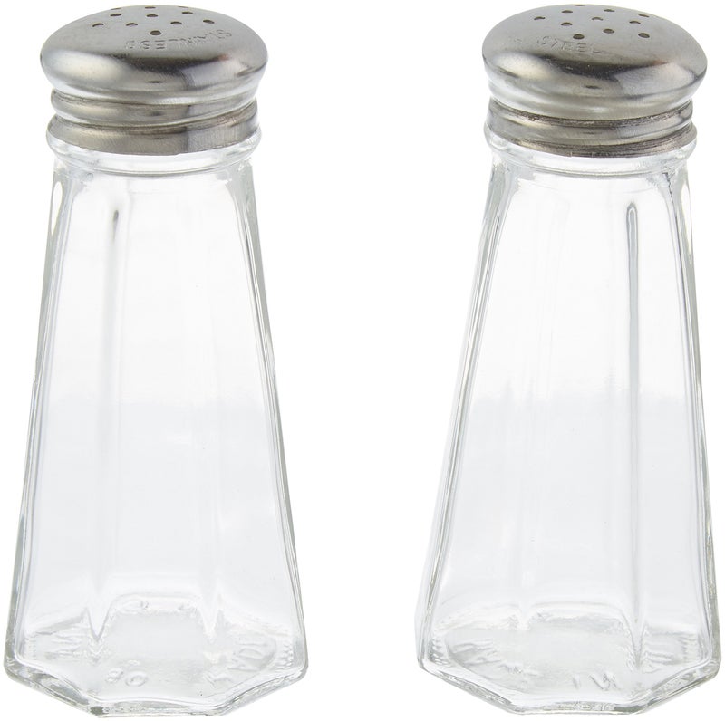 Tablecraft 3 Ounce Stainless Steel Paneled Salt & Pepper Shaker, Clear