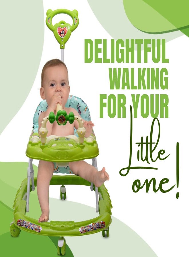 KIDBITKART مشاية أطفال KIDBITKART، لعبة خشخيشة للأطفال، دراجة، ارتفاع قابل للتعديل، مقعد سميك وآمن ومريح، عجلة دوارة، موسيقى، ومقبض للوالدين، مناسبة للأطفال من 6 إلى 20 شهرًا (أخضر) - Image 2