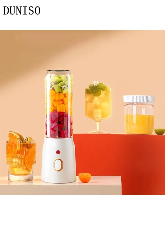 DUNISO Portable Juicer Blender Multifunctional Electric Mini Mixer with Lid USB Rechargeable Fruit Veggie Juicer with 2 Cup Lightweight Easy Clean Cordless liquidizer for Juice Shakes and Smoothies - Image 1