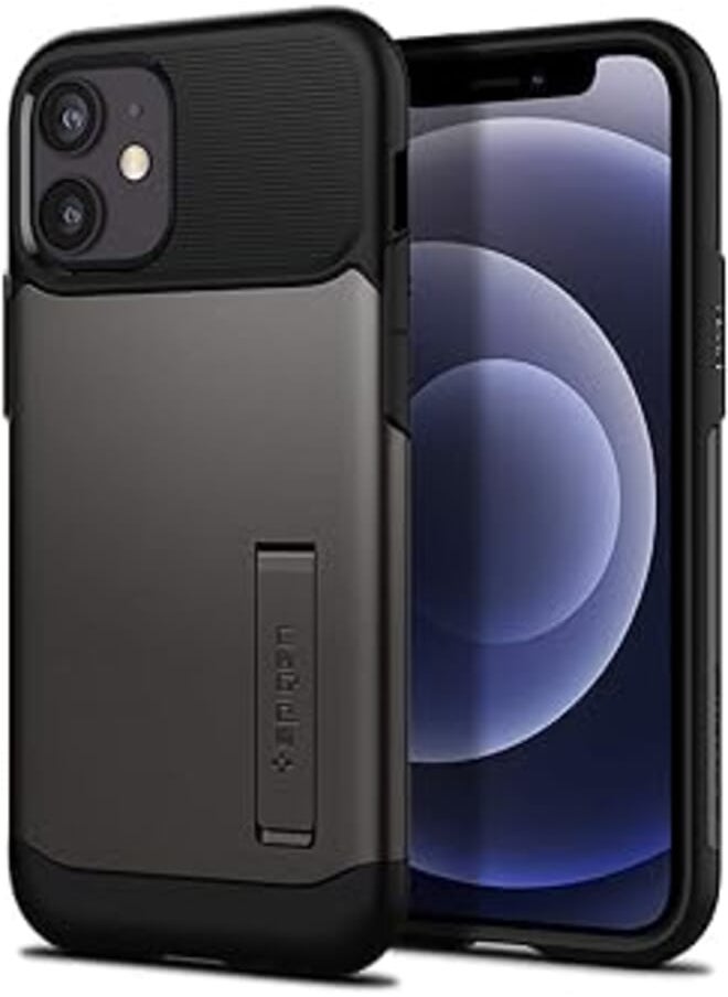 Spigen - Spigen slim armor case for iphone 12 mini - black & grey - Image 1