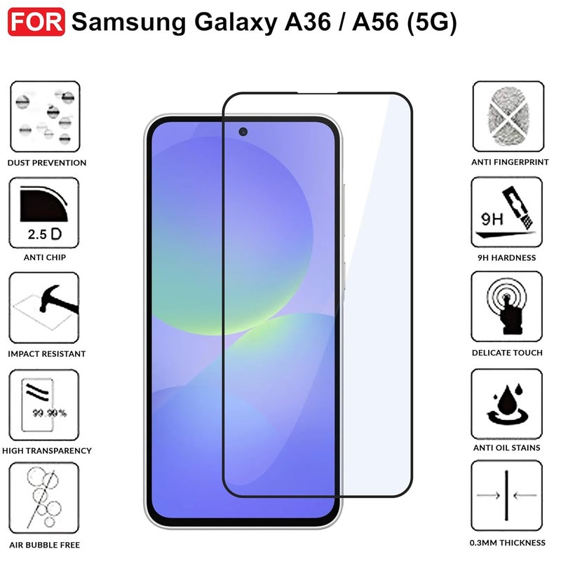 Cedo Tempered Glass for Samsung Galaxy A36 / A56 (5G) | Screen Protector Full HD Quality Tempered Glass Anti-Scratch Edge to Edge Coverage with Easy Installation Kit (Black) - Image 3