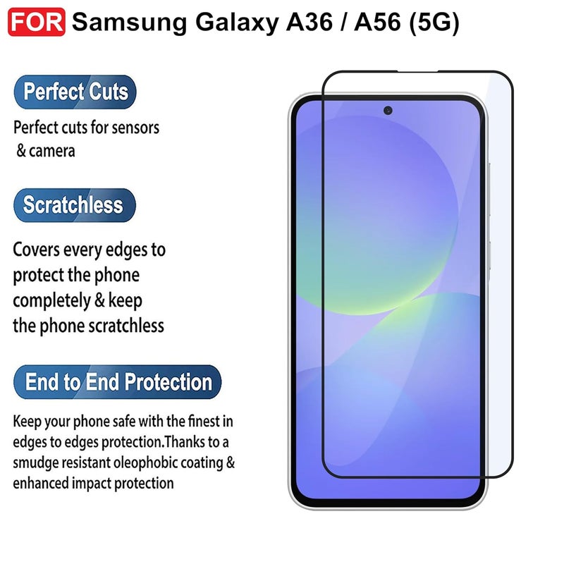 Cedo Tempered Glass for Samsung Galaxy A36 / A56 (5G) | Screen Protector Full HD Quality Tempered Glass Anti-Scratch Edge to Edge Coverage with Easy Installation Kit (Black) - Image 2