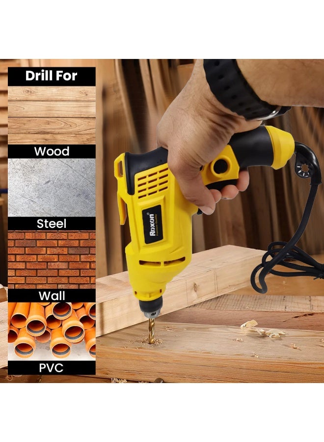 Roxon 400W Electric Drill Machine 6.5mm Chuck, Variable Speed 0-2600 RPM, Forward & Reverse, Lock-On Button, Soft Grip | Drill for Wood, Steel, Wall & PVC  RX-350 - Image 3