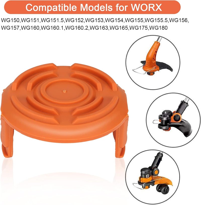 THTEN Wa0010 GT Trimmer Replacement Spool Cap Covers,WA6531 Trimmer Cap Compatible with Worx WG155 WG180 String Trimmers,50006531 Trimmer Line Cover,Weed Eater Spool Cap for Worx Parts (4 Pack) - Image 2