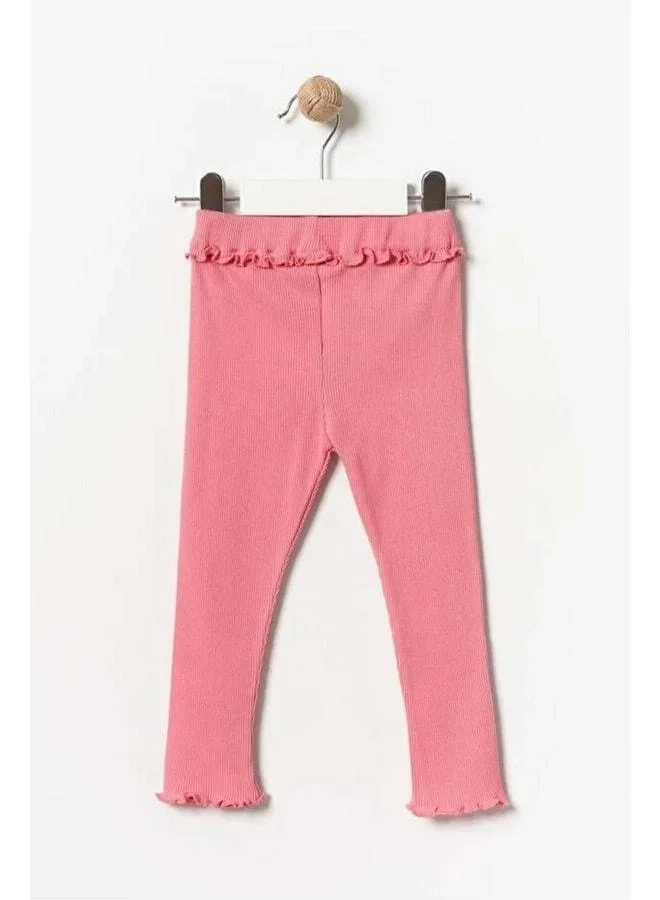 Magu Girls' Cotton 3-Piece Ribbed Leggings Set in Lilac, Purple and Pink with Ruffle Details – Stretchy Comfortable Fit.