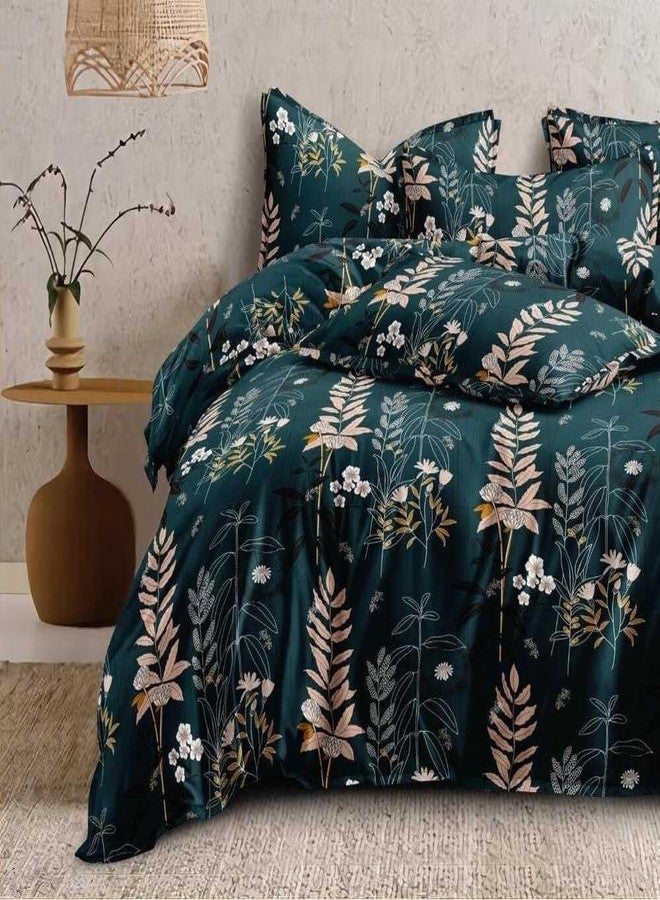 Purav Light Glace Cotton Flat Bedsheet 90x90 Inch| Floral Printed Bedsheet for Double Bed King Size Bed with 2 Pillow Covers (18x28 Inch)| Supersoft 340 TC| Breathable|Brown Grey Color - Image 1