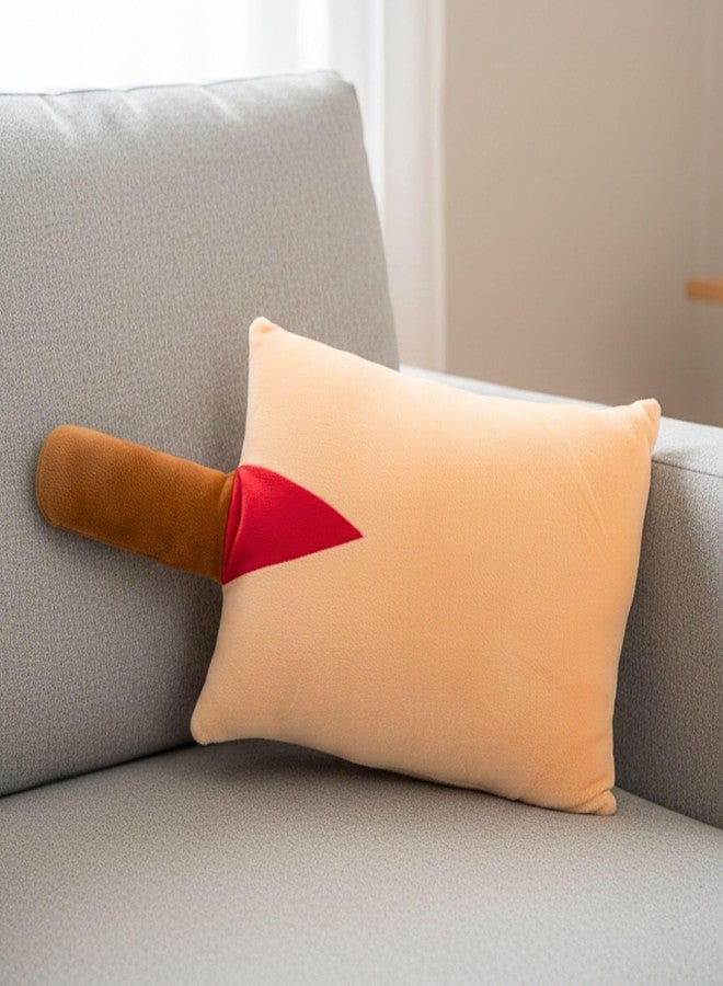 Tickles Cricket Bat Shape Soft Stuffed Plush Cushion Pillow for Kids Boys & Girls Birthday Gift Home Decor (Color: Peach & Brown Size: 30 cm) - Image 3