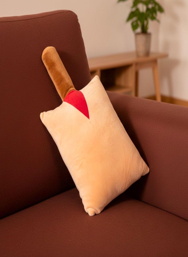 Tickles Cricket Bat Shape Soft Stuffed Plush Cushion Pillow for Kids Boys & Girls Birthday Gift Home Decor (Color: Peach & Brown Size: 30 cm) - Image 2