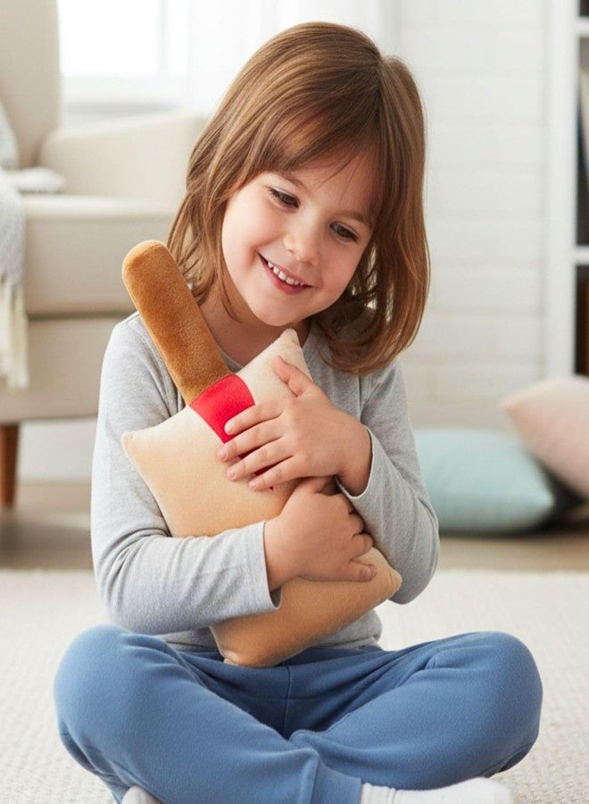 Tickles Cricket Bat Shape Soft Stuffed Plush Cushion Pillow for Kids Boys & Girls Birthday Gift Home Decor (Color: Peach & Brown Size: 30 cm) - Image 4