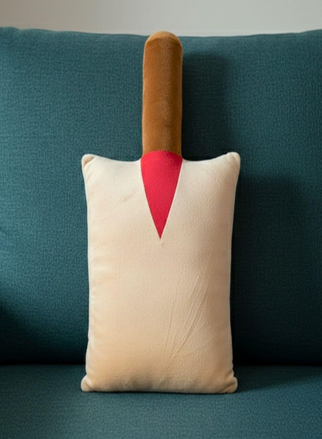 Tickles Cricket Bat Shape Soft Stuffed Plush Cushion Pillow for Kids Boys & Girls Birthday Gift Home Decor (Color: Peach & Brown Size: 30 cm) - Image 1