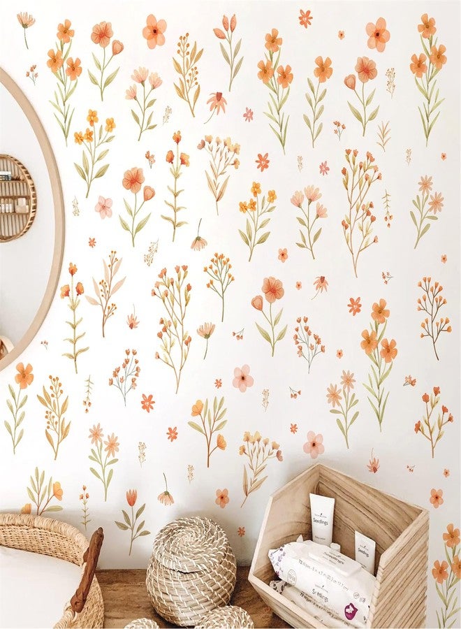 Kazova Boho Small Flower Wall Stickers Watercolor Small Floral Wall Decals Peel and Stick Cute Botanical Wildflower Wall Decals Cute Flower Wall Stickers for Girls Room Bedroom Nursery Decor - Image 1