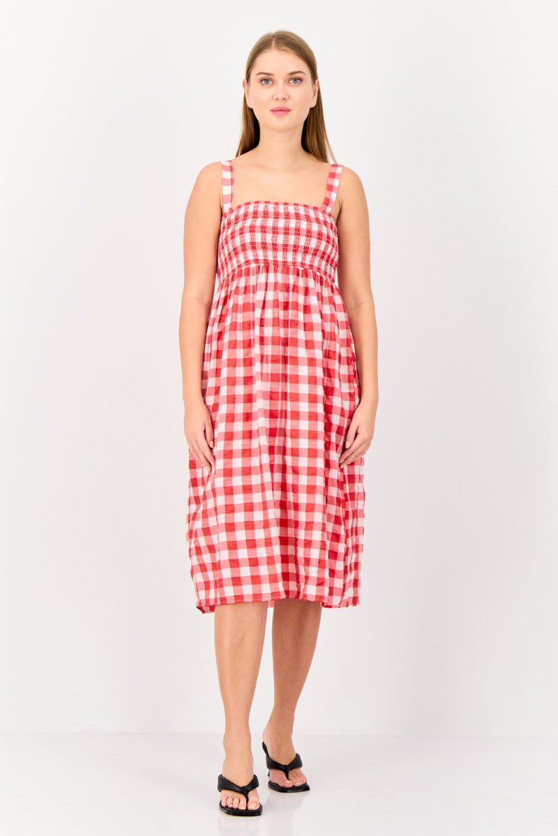 KOTON Women Checkered Midi Dress, Multicolor - Image 1