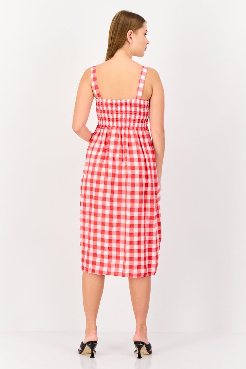 KOTON Women Checkered Midi Dress, Multicolor - Image 4