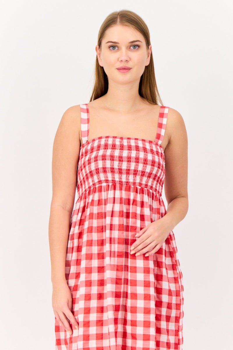 KOTON Women Checkered Midi Dress, Multicolor - Image 2