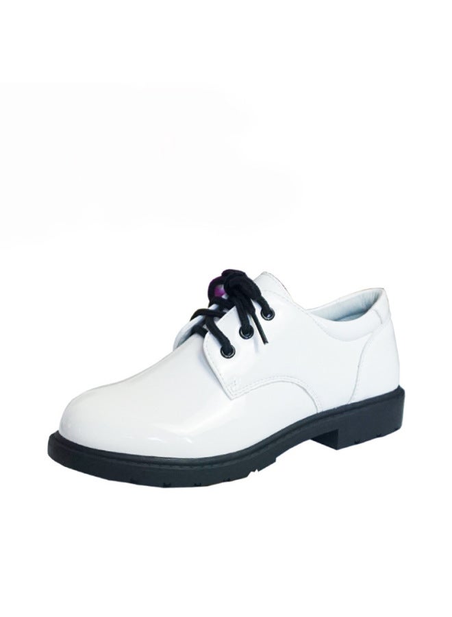 Children's Bright Leather Shoes Baby Host Performance Hollow Lace-up Children's Shoes Fashion Boys Stick Pu Leather Shoes Hair