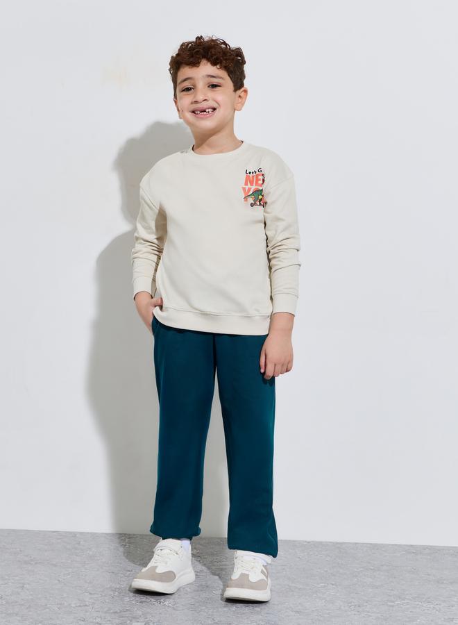 Styli Boys Beige Graphic Print Long Sleeves Regular Fit Sweatshirt - Image 2