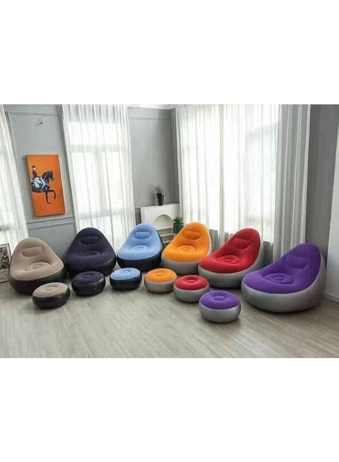 كنبة استرخاء قابلة للنفخ مع مسند قدم – متعددة الاستخدام للداخل والخارج، متوفرة (متعددة الالوان) أنيقة