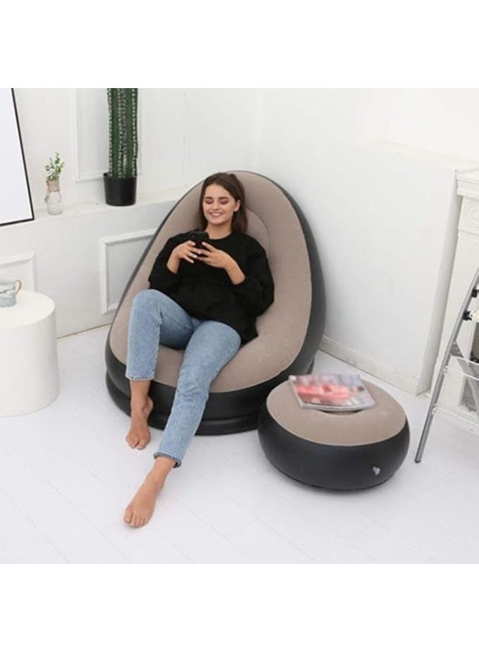 كنبة استرخاء قابلة للنفخ مع مسند قدم – متعددة الاستخدام للداخل والخارج، متوفرة (متعددة الالوان) أنيقة