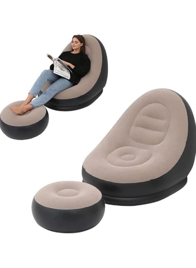 كنبة استرخاء قابلة للنفخ مع مسند قدم – متعددة الاستخدام للداخل والخارج، متوفرة (متعددة الالوان) أنيقة
