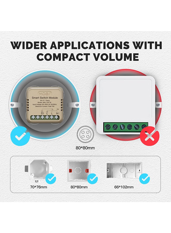Tuya WiFi Intelligent Switch Dimmer DIY Module Light Switch Mobilephone APP Remotely Control Activate Home Devices Compatible with Alexa and Google Assistant for Voice Control