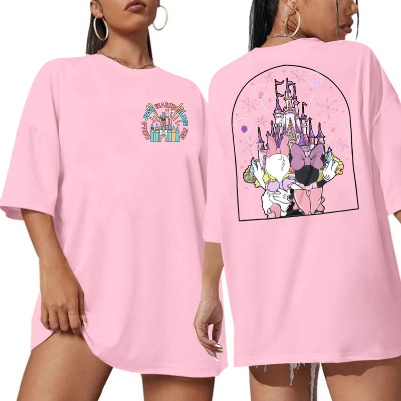 VILOVE Magic Kingdom Shirt Women Girls Just Wanna Have Fun Shirt Girls Trip T-Shirt Cute Magical Tee Summer Vacation Tops Light Pink - Image 1