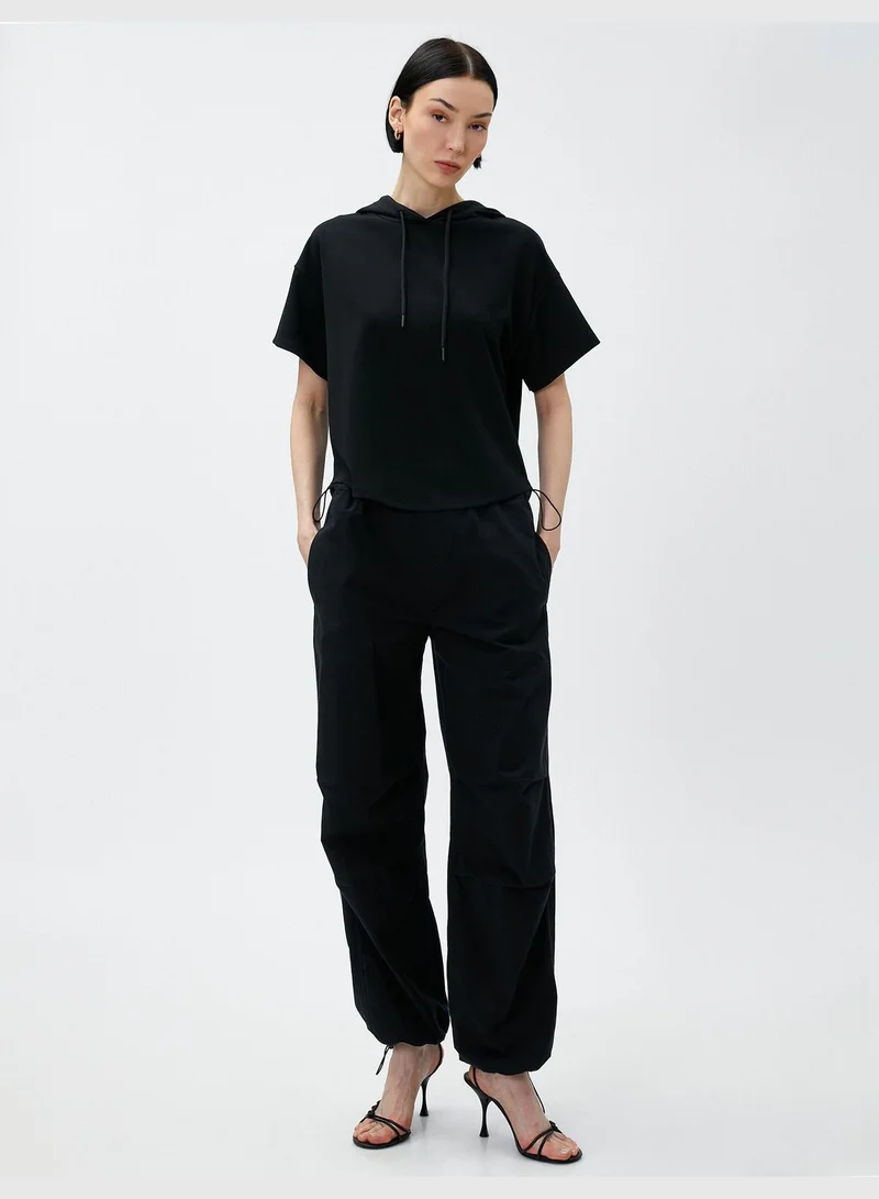 كوتون Hooded Short Sleeve Basic Sweatshirt