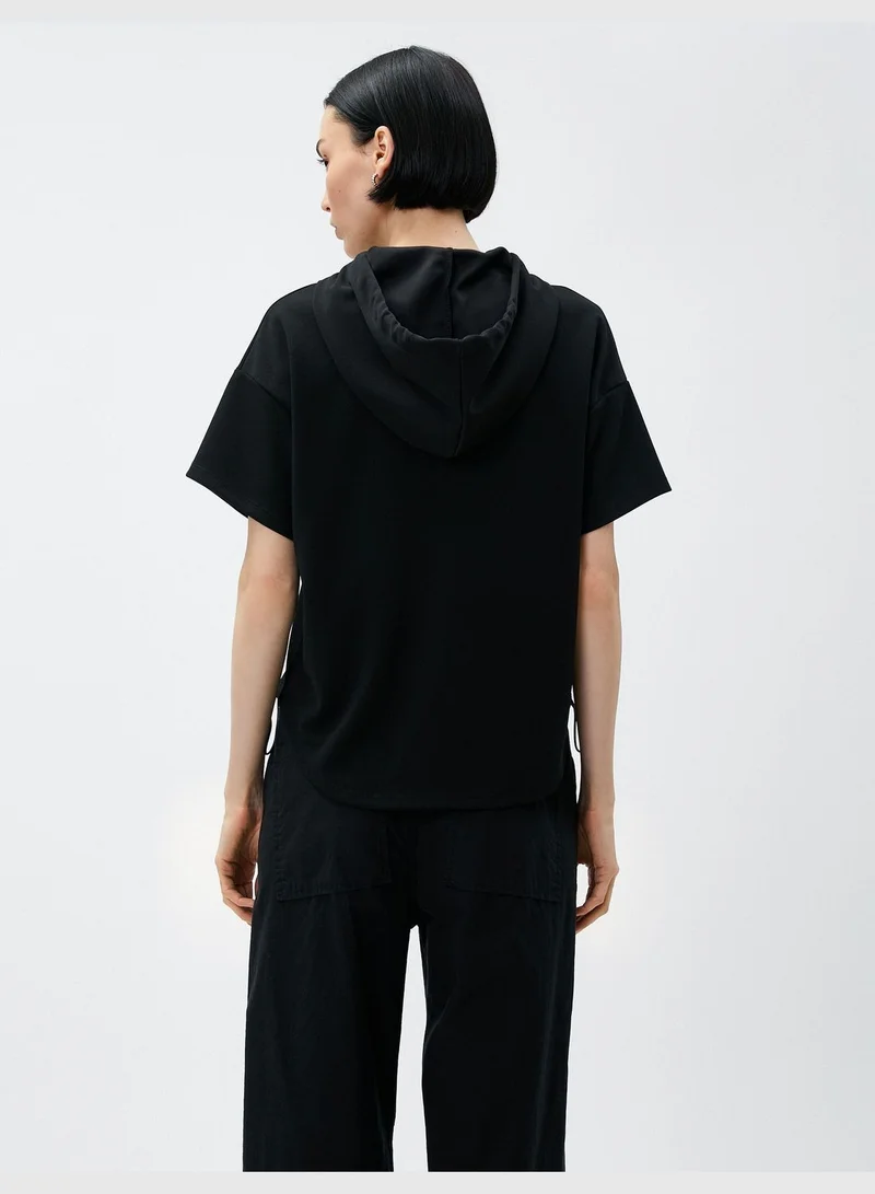 كوتون Hooded Short Sleeve Basic Sweatshirt